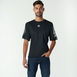 ❤️ Adidas Messi Black Short Sleeve Tee with Classic Stripes S